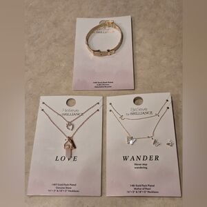 NEW Lot Of 3 Believe By Brilliance Buttrrfly And Love Necklaces